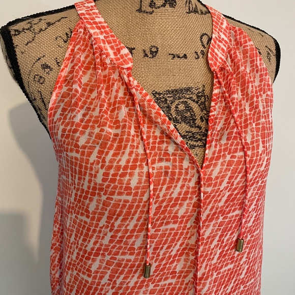 BR red-orange snake print sheer halter blouse - Picture 2 of 6